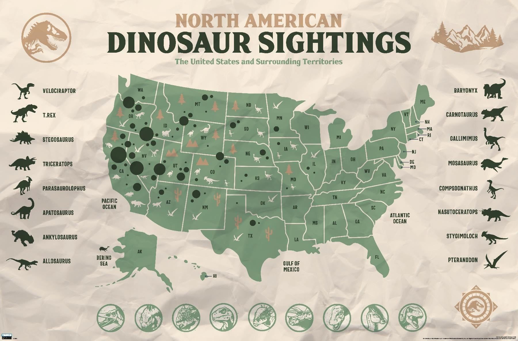 Jurassic World Dominion dinosaur density map United States