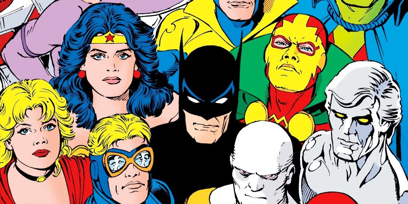 The Justice League International team from DC Comics on the cover of a comic book.