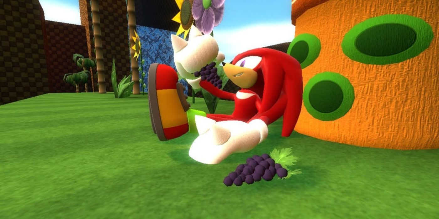 Knuckles collects grapes in Sonic Adventure