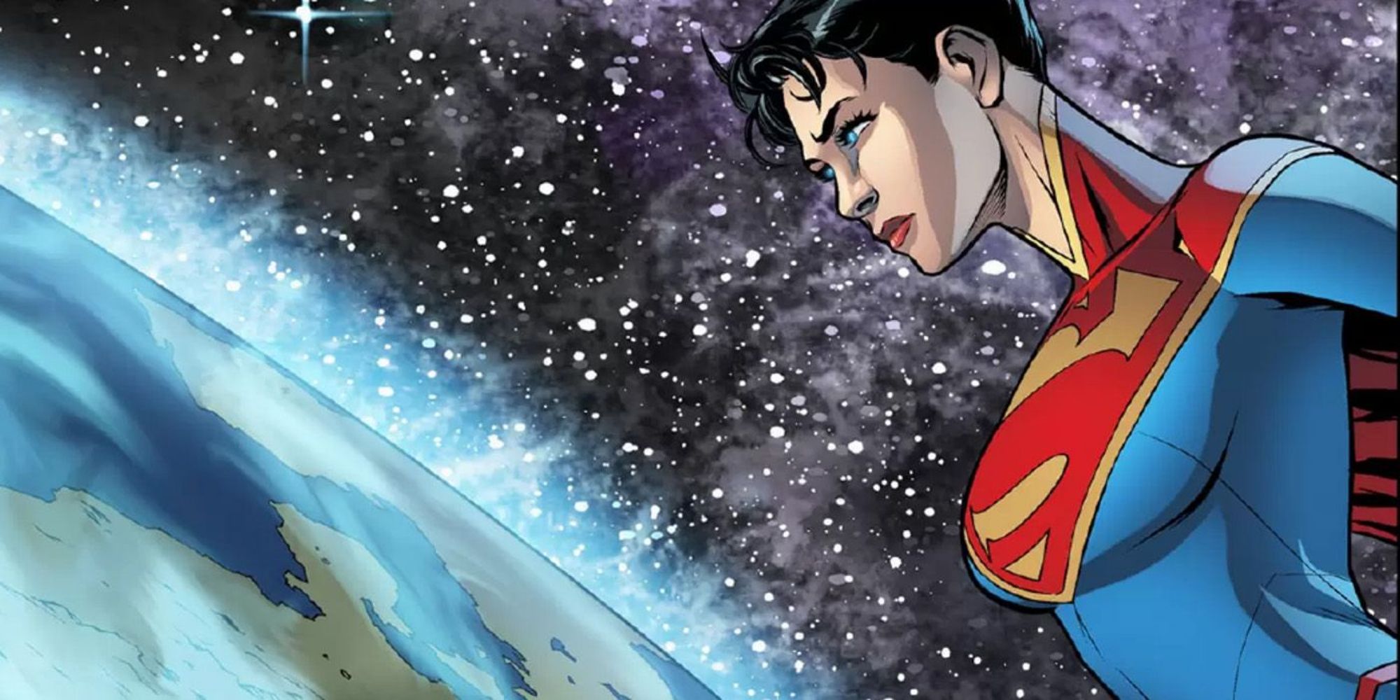 Lara Lane Kent as Supergirl overlooking the Earth in Injustice Gods Among Us comics