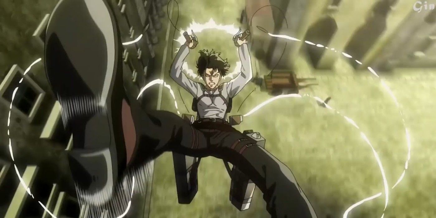 Levi Ackerman falls from high in Attack on Titan