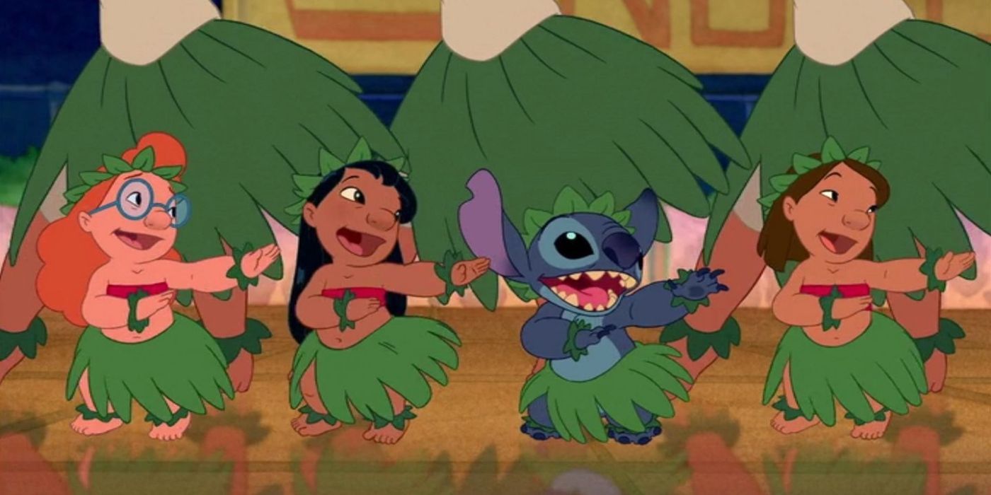 Lilo and Stitch in hula class on Lilo and Stitch