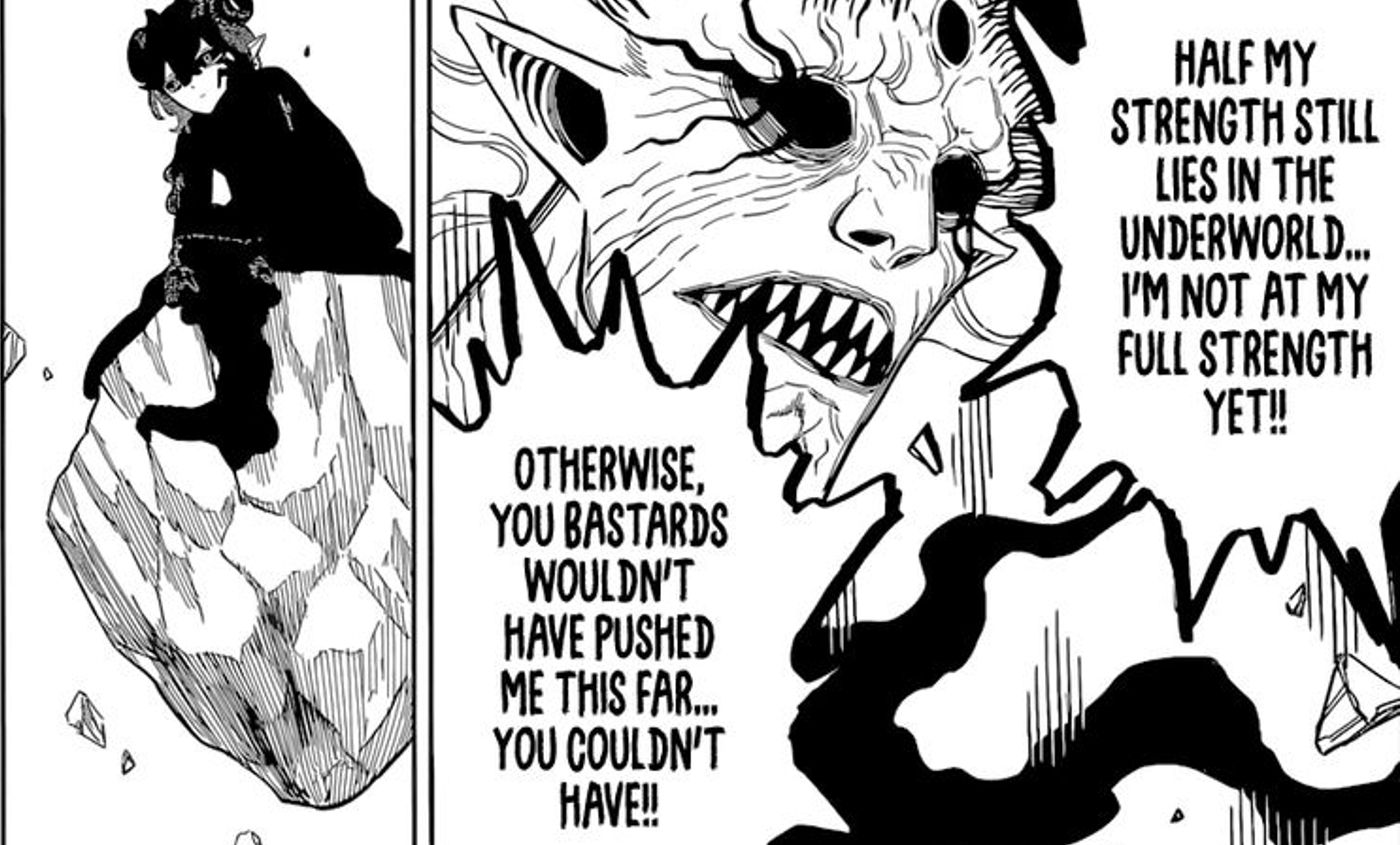 Luficero boasts that his true strength is still in the underworld in Black Clover chapter 329.