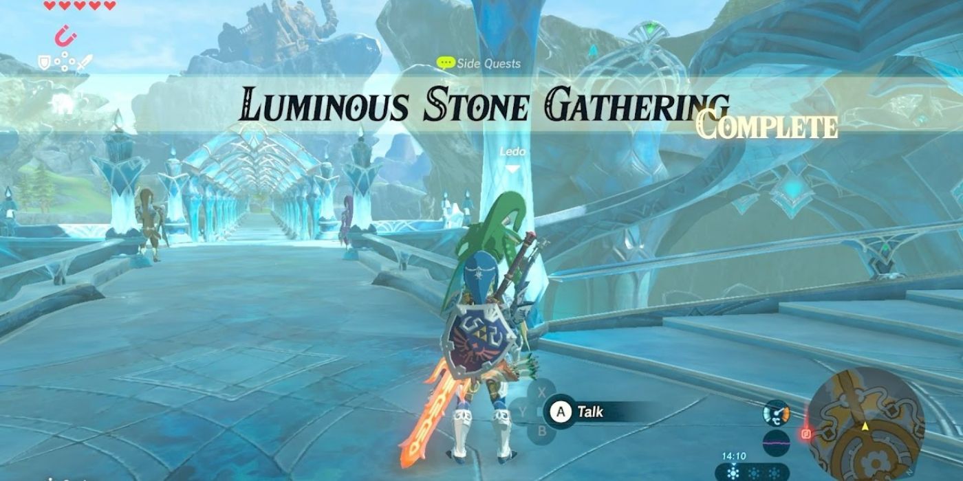 Link completing the Luminous Stone quest in Zelda Breath of the Wild