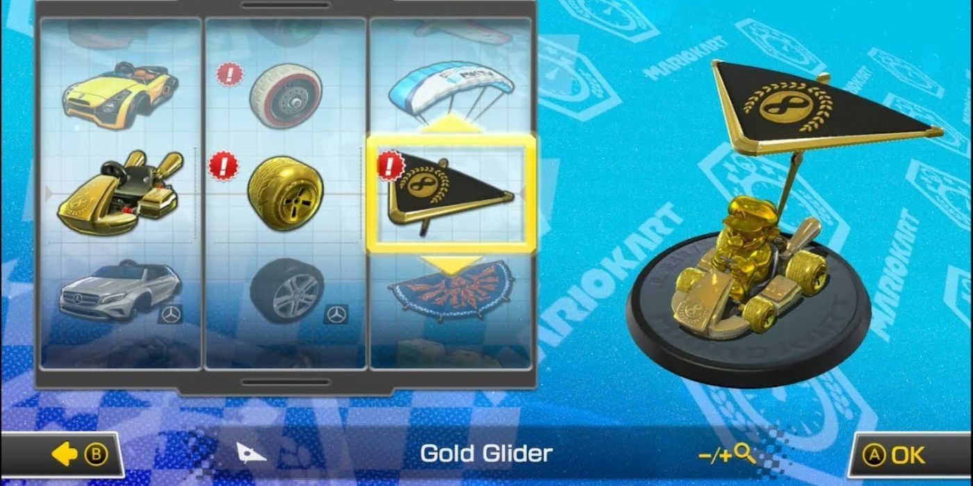 The gold glider in Mario Kart 8
