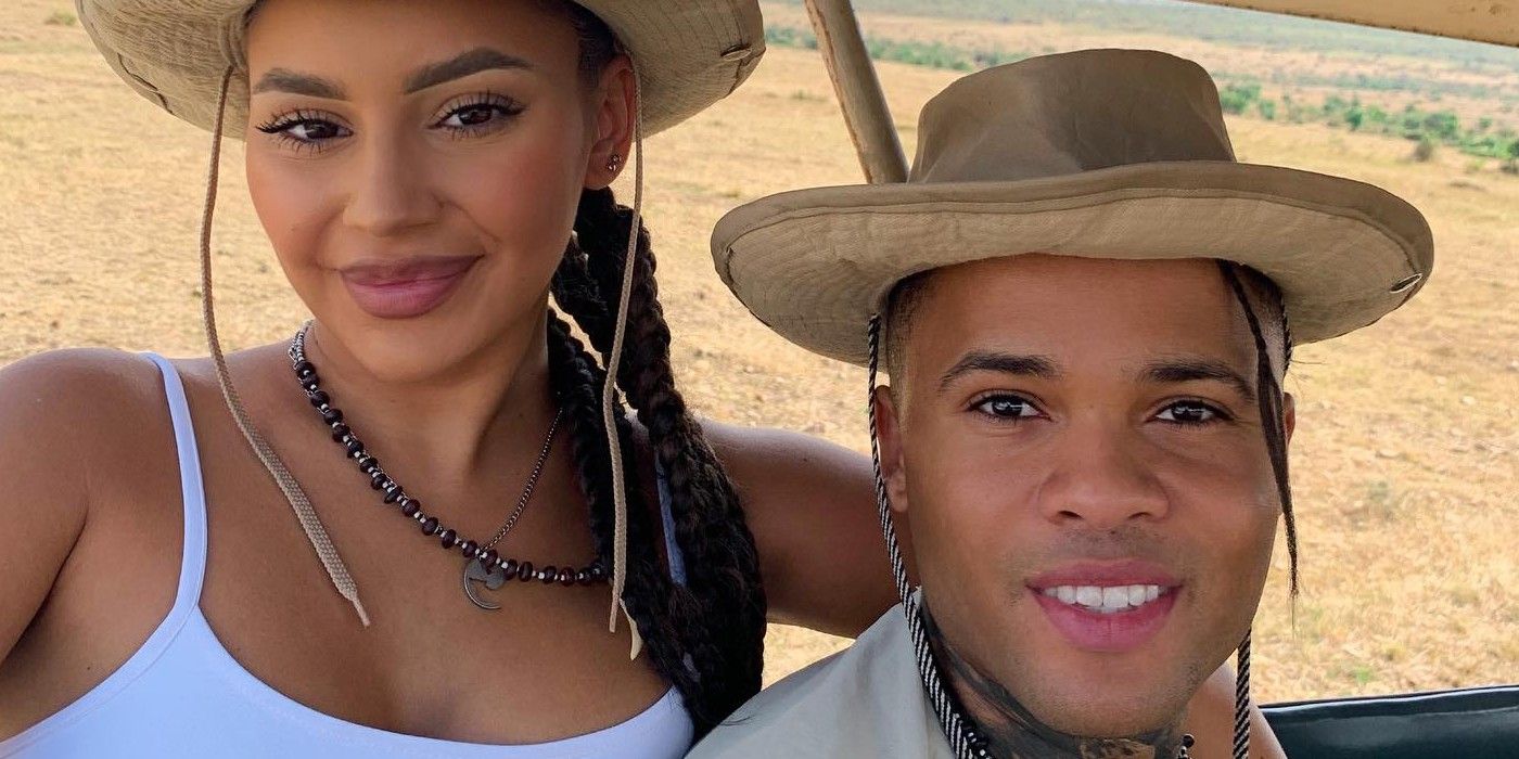 90 Day Fiance stars Miona and Jibri Bell posing in hats outside in the sun