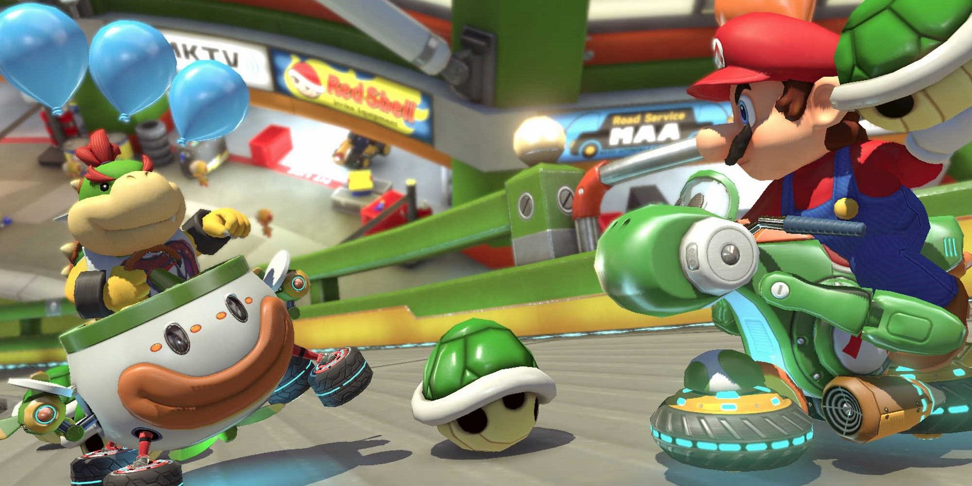 Mario and Baby Bowzer in Mario Kart 