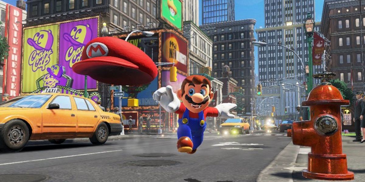 Mario runs after his hat in Super Mario Odyssey (2017) 