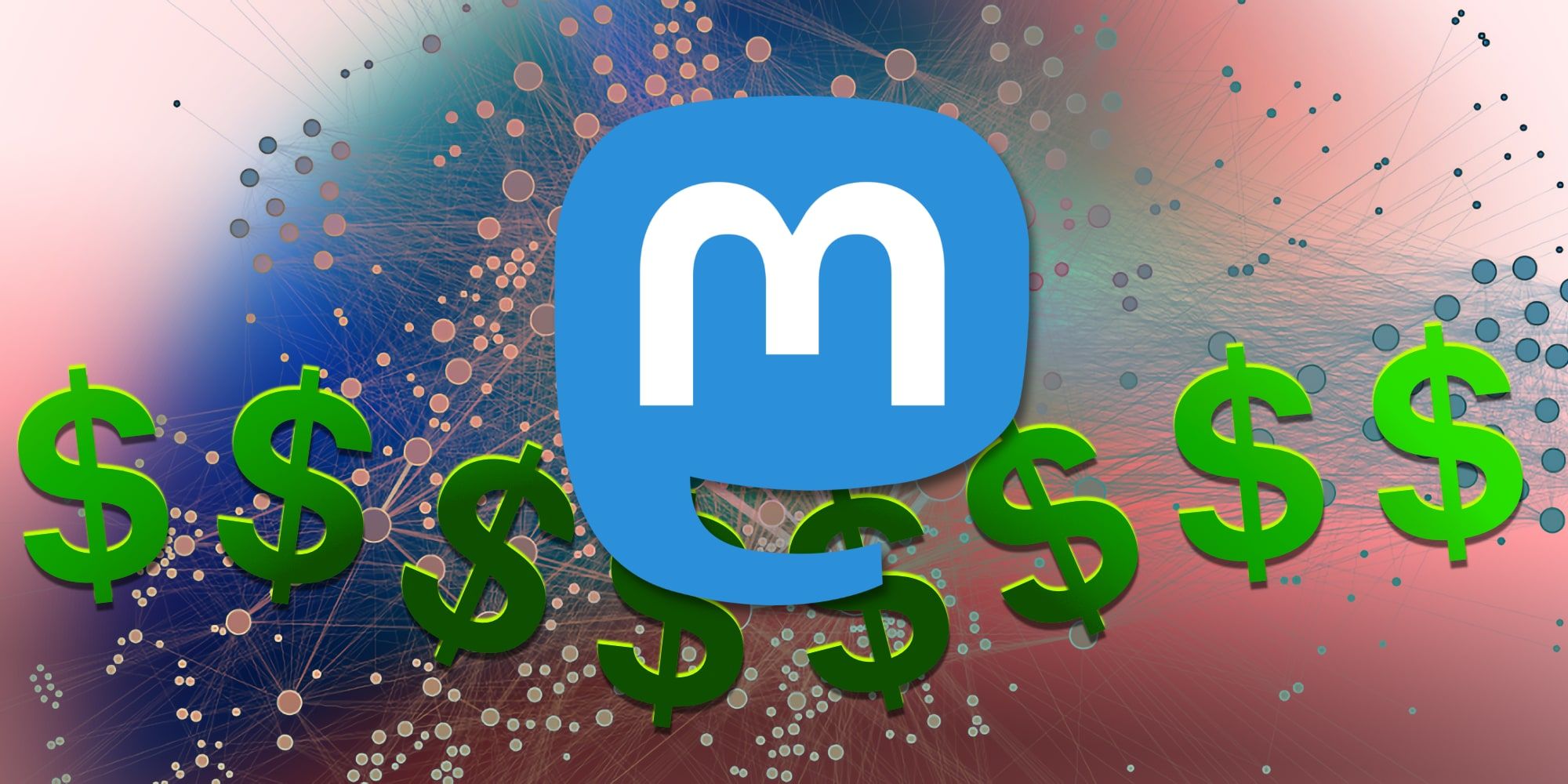Mastodon Logo Dollar Signs Over Network BG