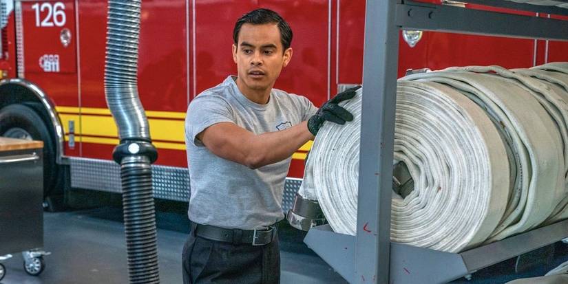 Julian Works as Mateo Chavez handling fire hose wheel