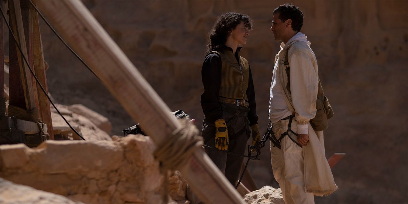 May Calamawy and Oscar Isaac in Moon Knight