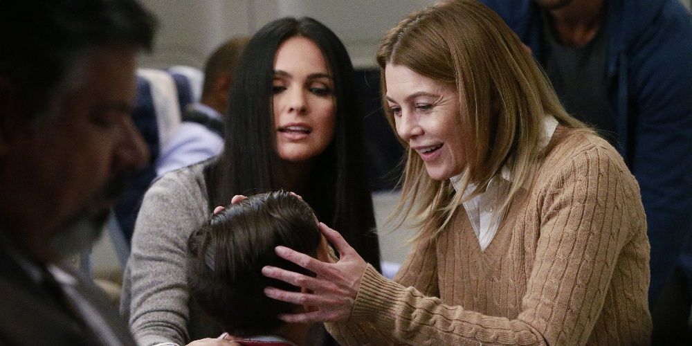 Meredith checks up on a child in Grey&rsquo;s Anatomy