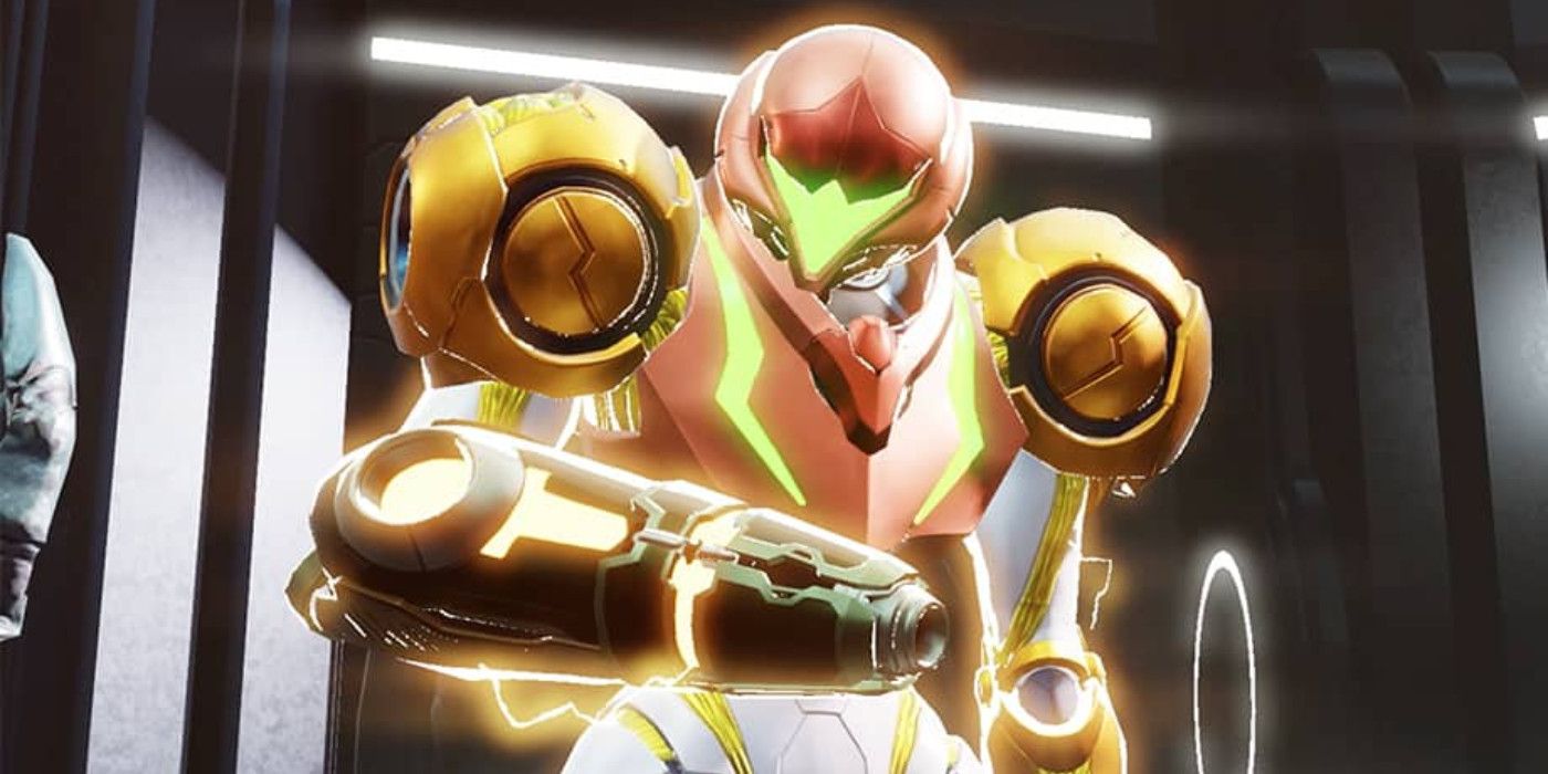 Screenshot of the Varia suit from Metroid Dread