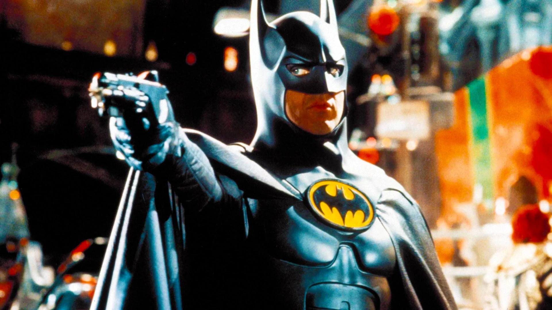 Michael Keaton's Batman with grapple gun in Batman Returns.