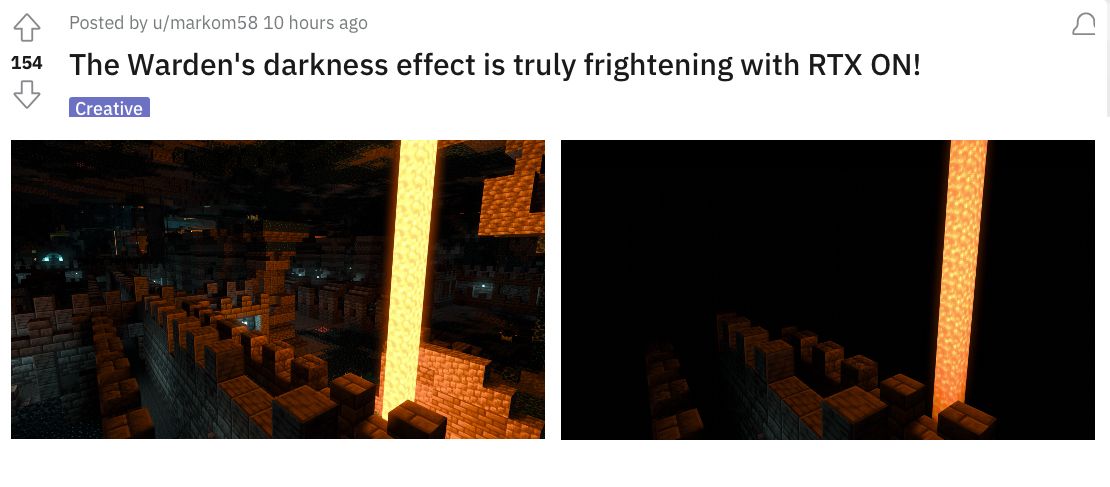 Minecraft Warden’s Darkness Effect Is Even Scarier With Ray-Tracing