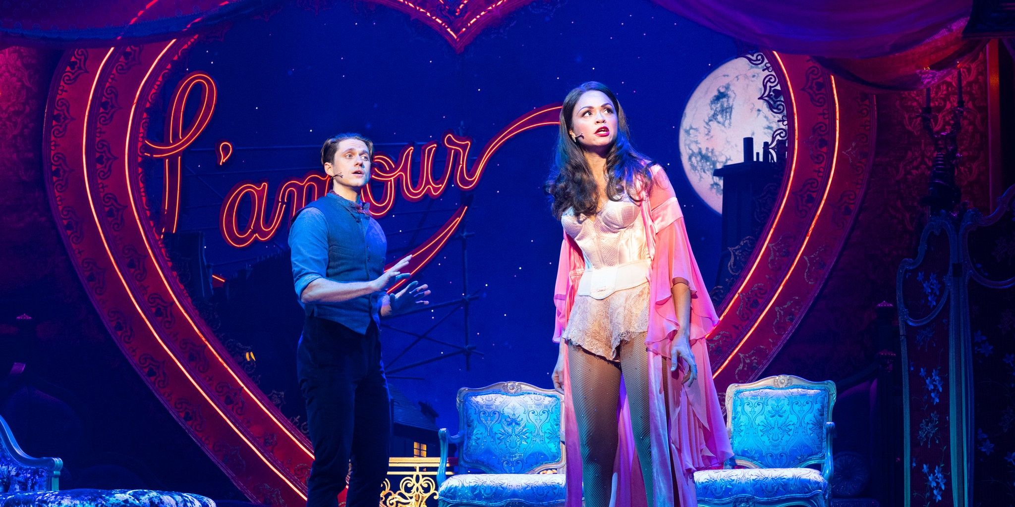 Christian and Satine in love in the Moulin Rouge Musical