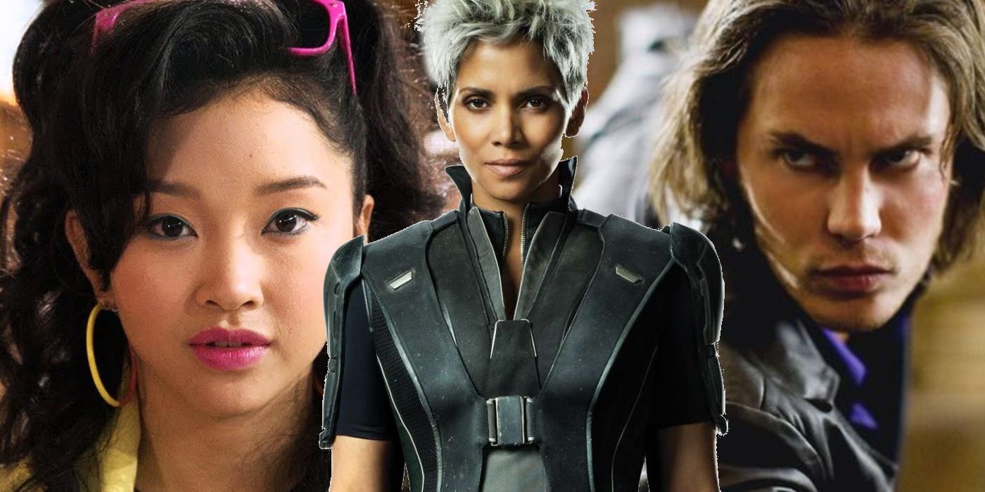 Tri-fold: Lana Condor as Jubilee in Apocalypse, Halle Berry as Storm in Days of Future Past, and Taylor Kitsch as Gambit in Origins