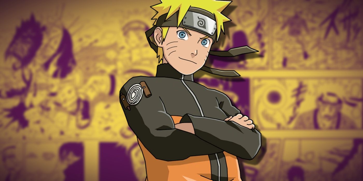 Naruto with panels from the series' manga.