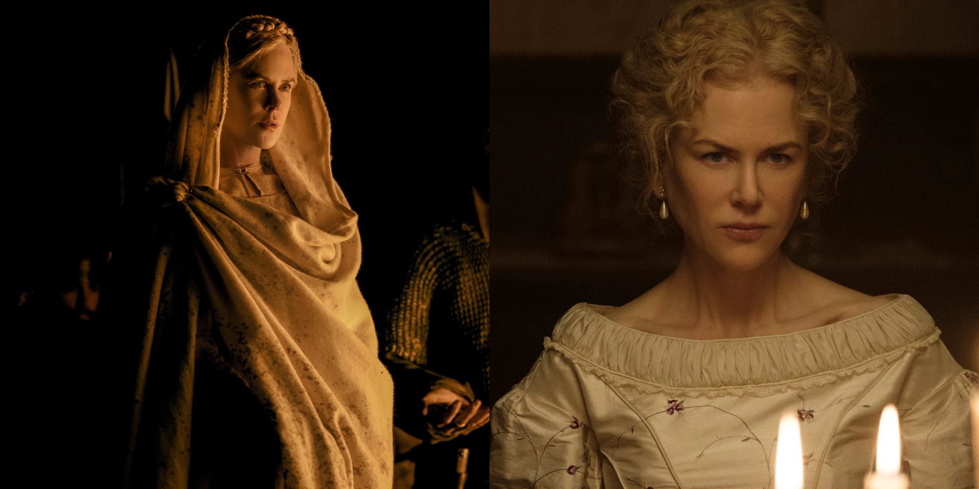 Split image showing Nicole Kidman in The Northman and The Beguiled.