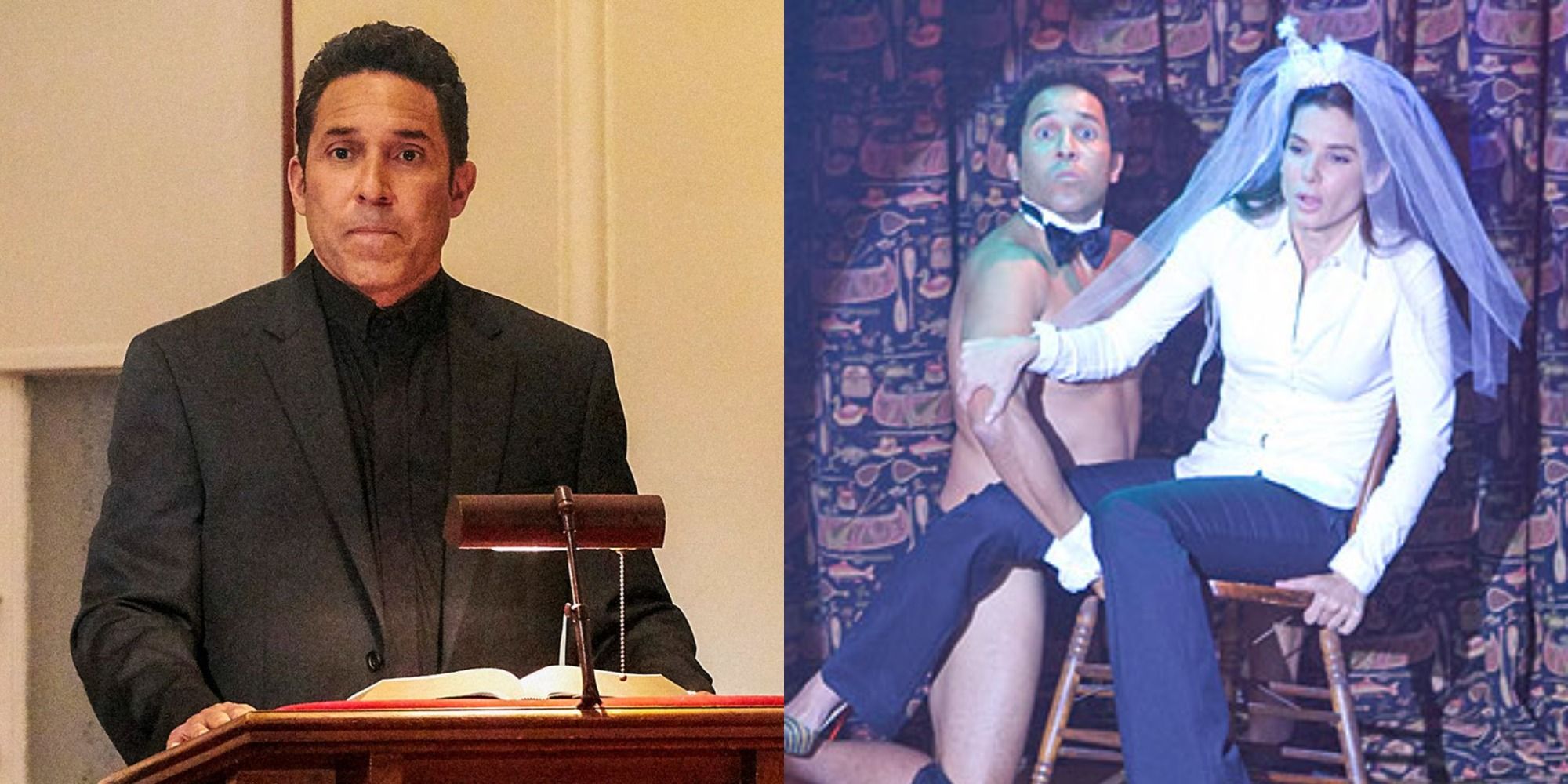 Split image showing Oscar Niñez in People Of Earth and The proposal.