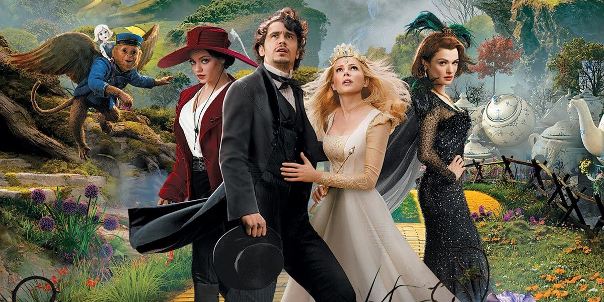Oz and the three witches looking up in Oz The Great And Powerful Cropped