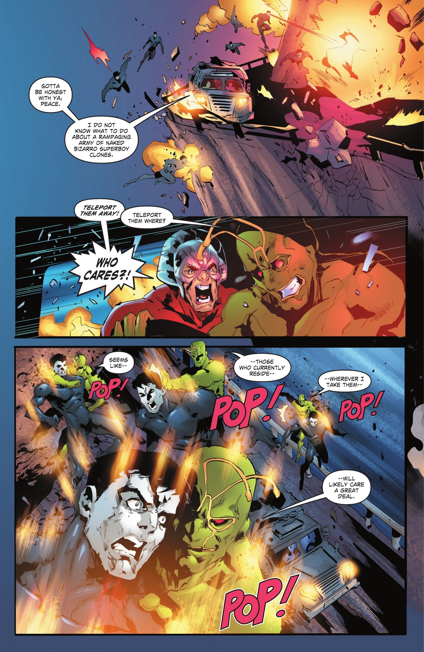 Ambush Bug teleports clones of Superboy