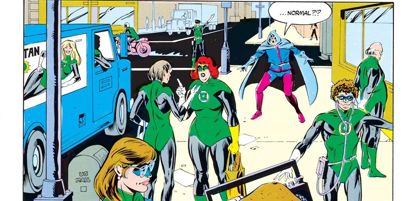 Green Lantern covers the public in costumes.