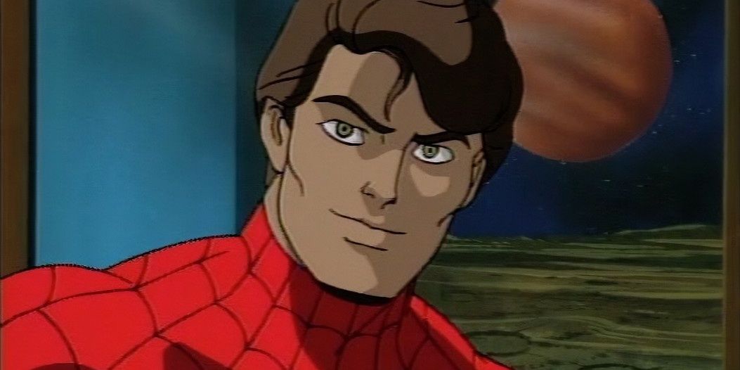 Peter Parker unmasked and smiling in Spider-Man The Animated Series