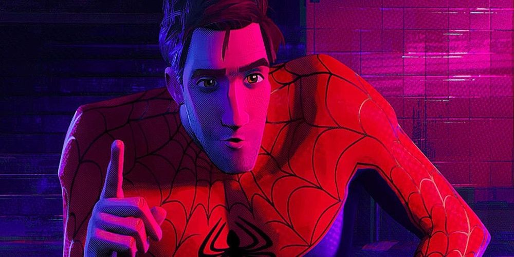 Peter Parker unmasked and talking in Spider-Man Into the Spider-VErse