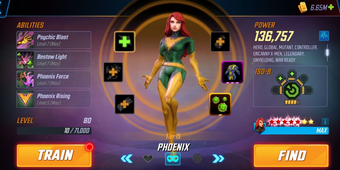 Phoenix's roster page in Marvel Strike Force