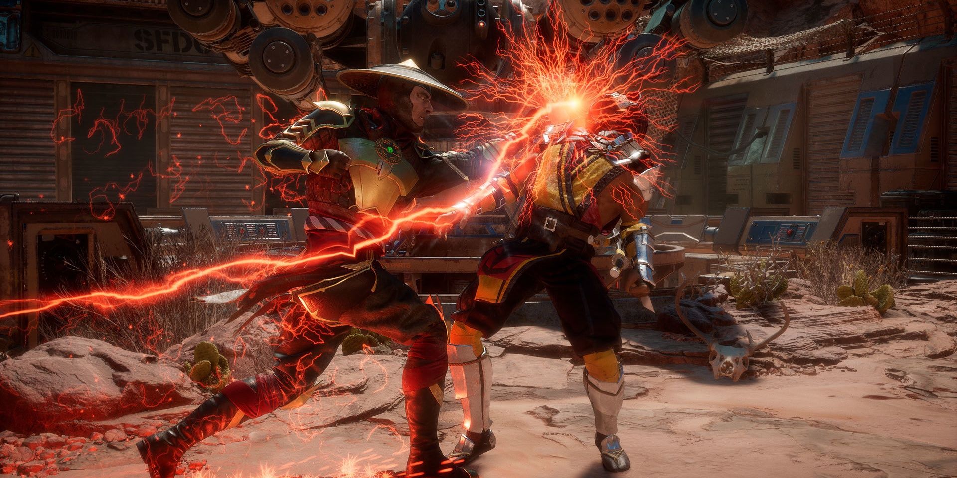 Player character hits enemy with lightning in Mortal Kombat 11 Cropped