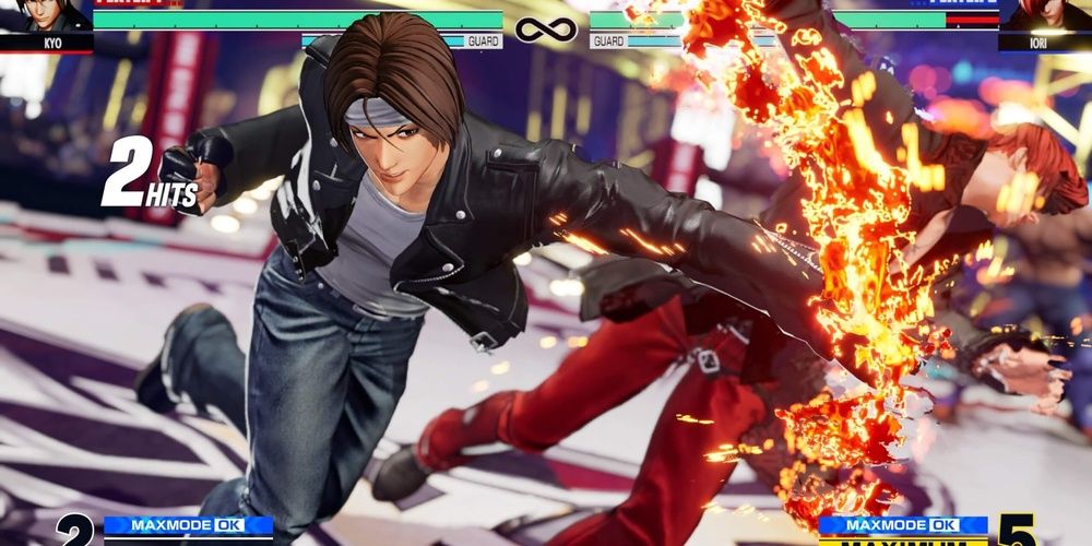 Player character punches enemy in The King of Fighters XV 