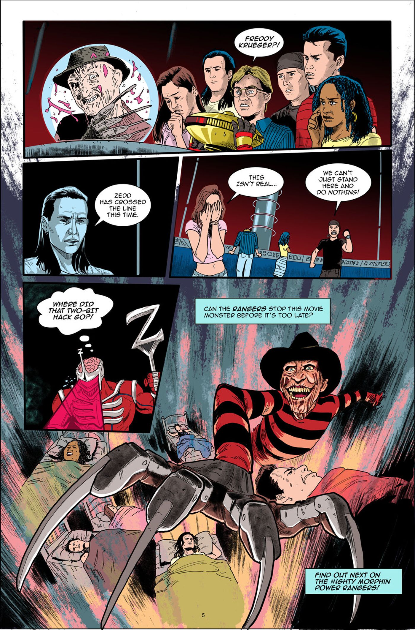 The Power Rangers learn about Freddy Krueger