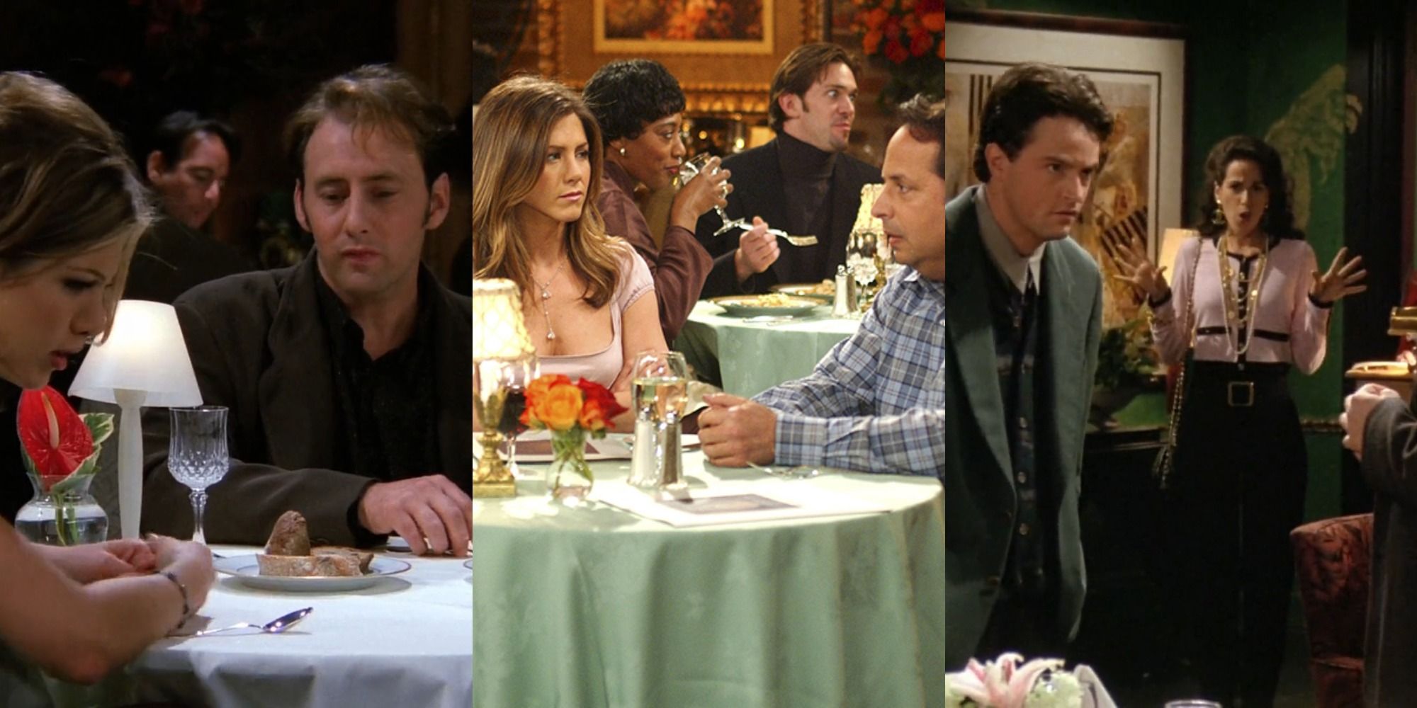 Main feature image showing Rachel and Chandler's blind dates in restaurants in Friends