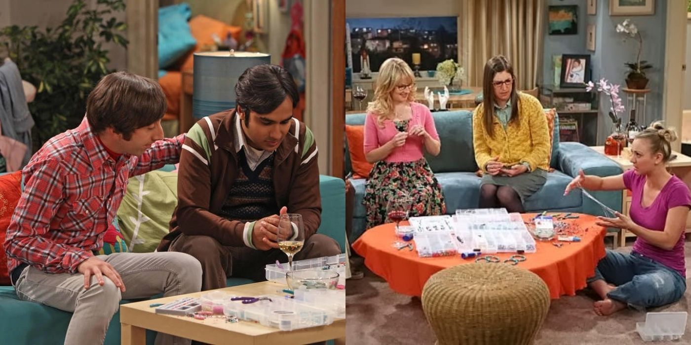 Raj and Howard make jewelry with the girls on TBBT