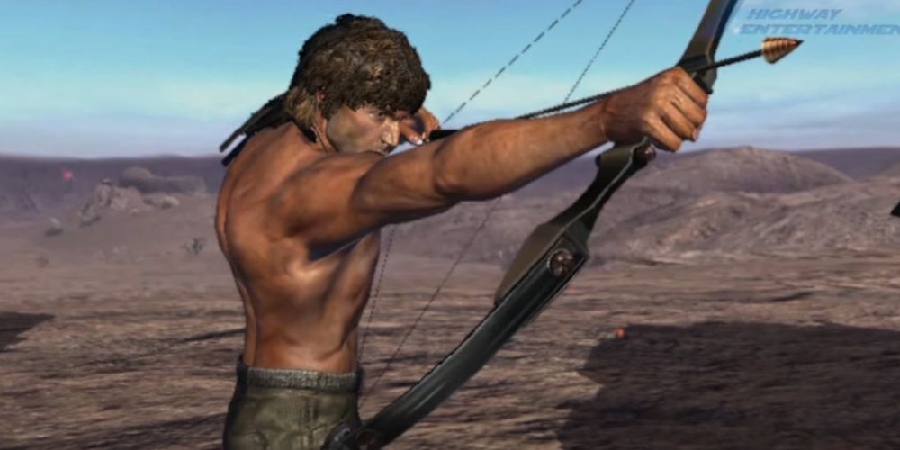 John Rambo draws his bow in 2008&rsquo;s Rambo Arcade