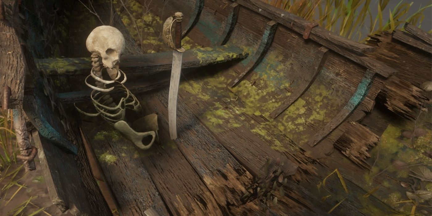 A skull and pirate sword in Red Dead Redemption.