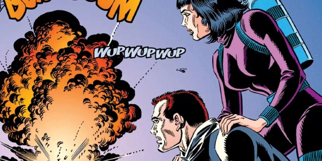 Richard and Mary Parker watch an explosion in Marvel Comics.