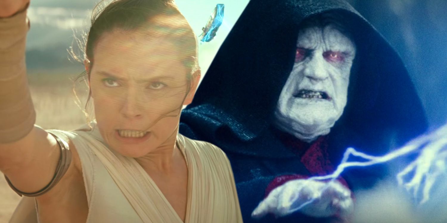 Rise of Skywalker Rey and Palpatine Force Lightning