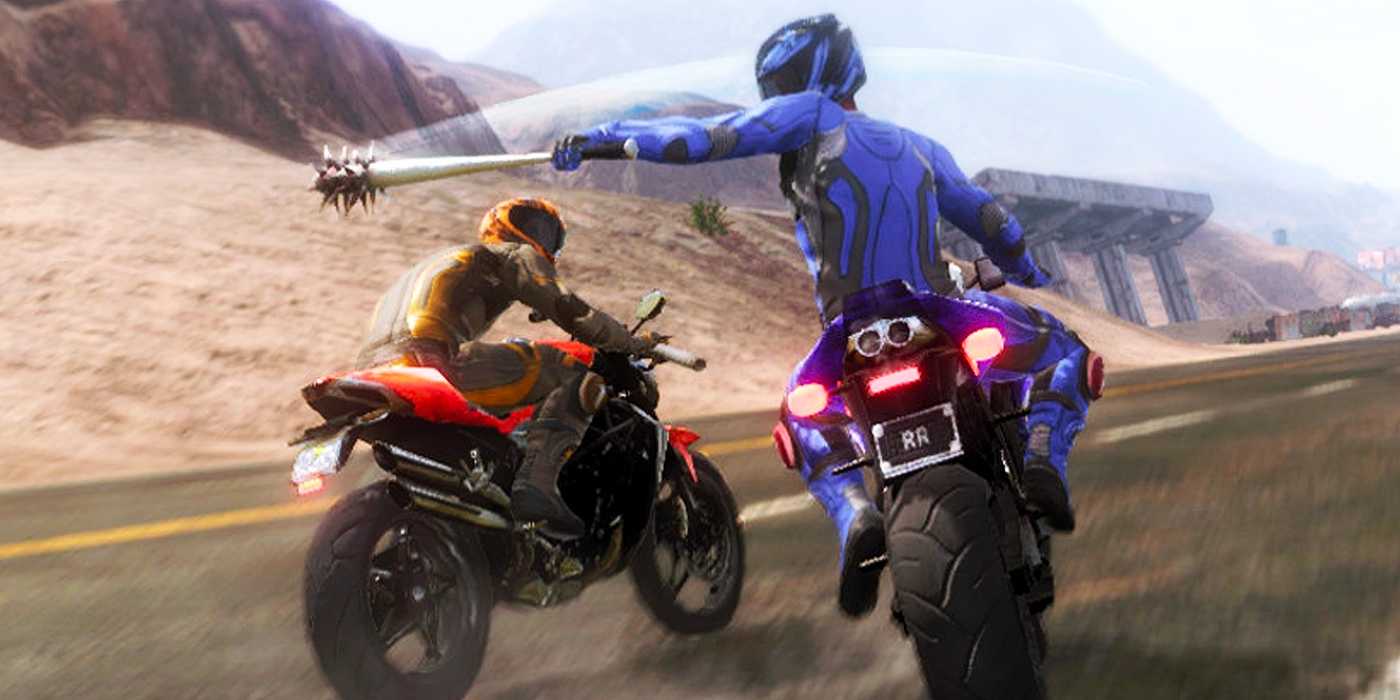 Two racers fighting in Road Redemption