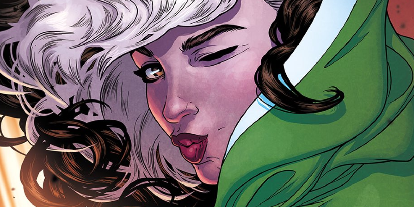 Rogue blows a kiss in Marvel Comics.
