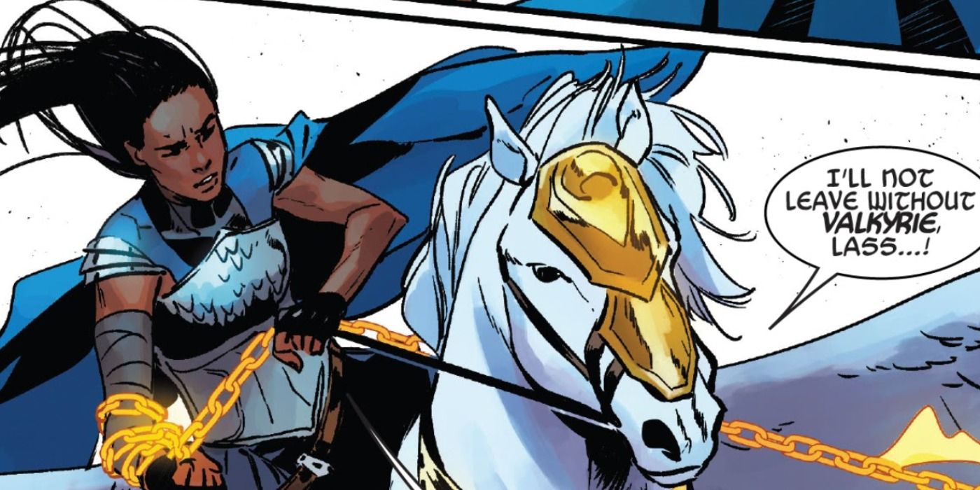 Runa flies into battle in Marvel Comics.