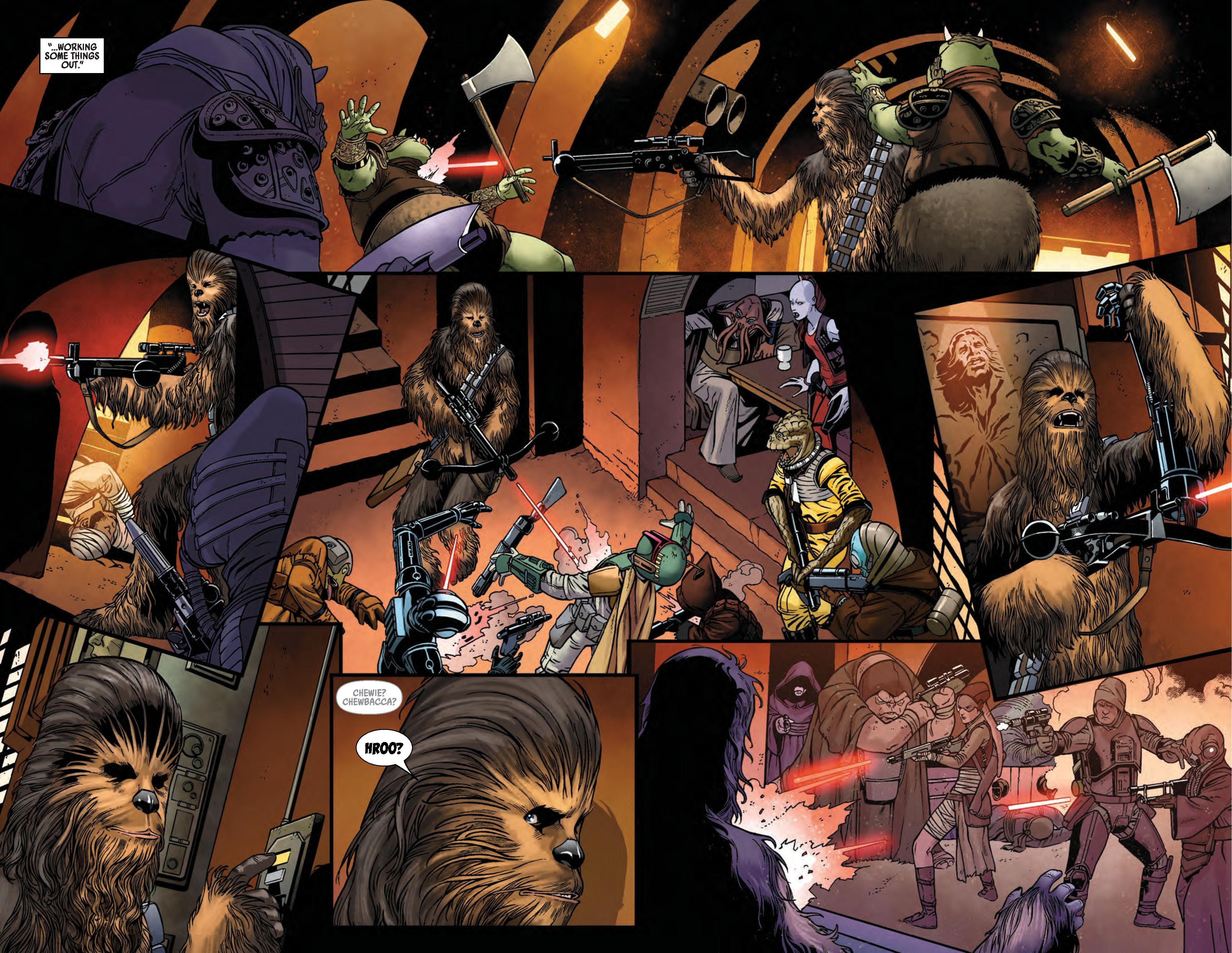 Chewbacca practices rescuing Han