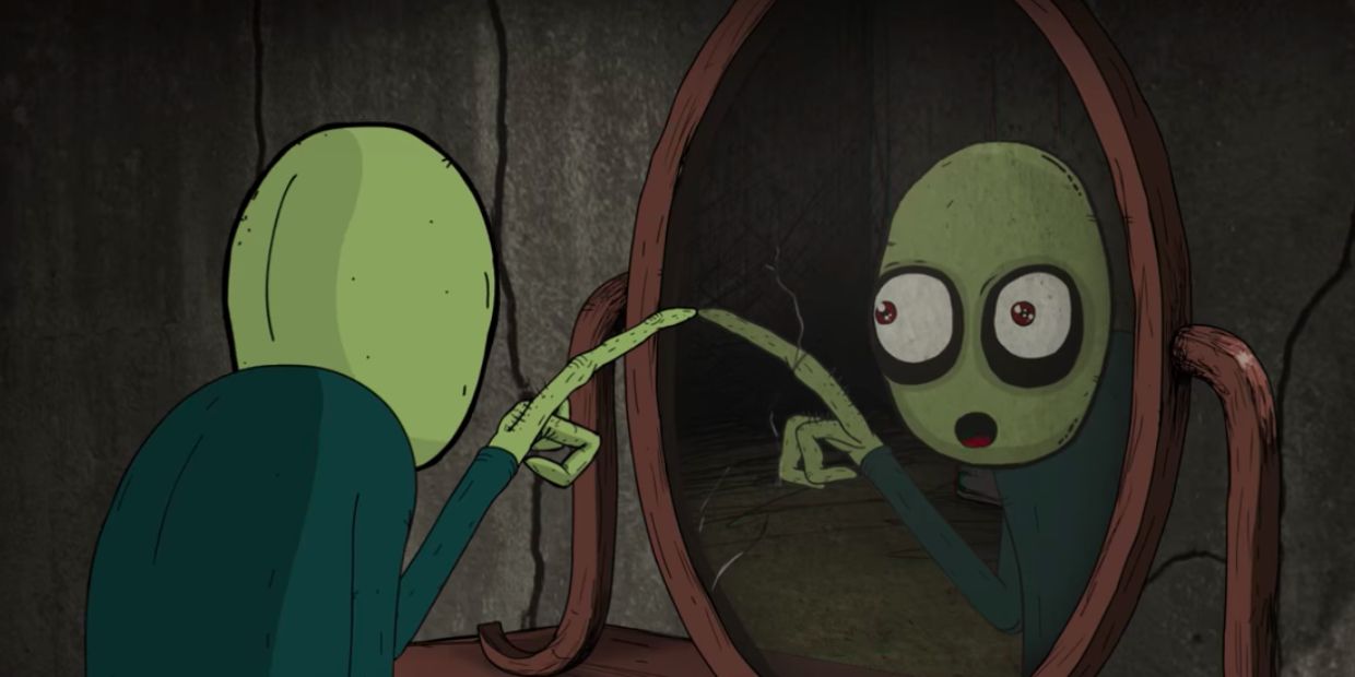 A still from the Salad Fingers viral video series.