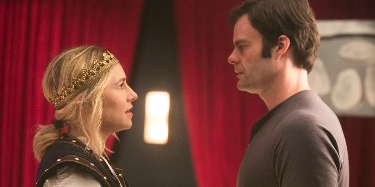 Sally Reed (Sarah Goldberg) confronting Barry Berkman (Bill Hader) in HBO's Barry
