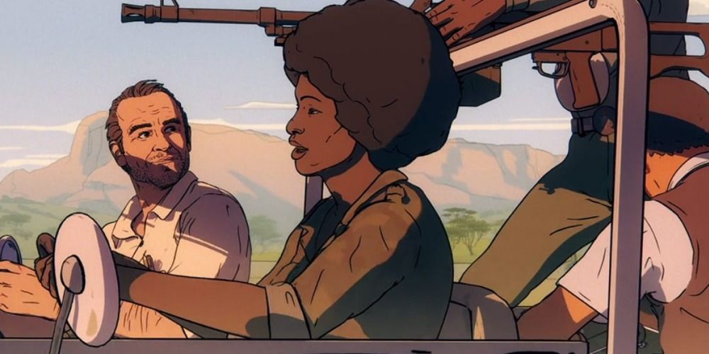 Scene in an open jeep from Another Day Of Life