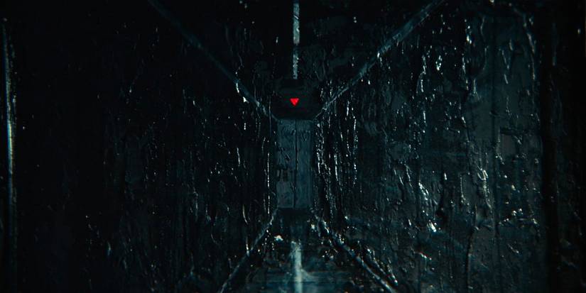 Irving's painting of the hallway to the Testing Floor elevator in Severance