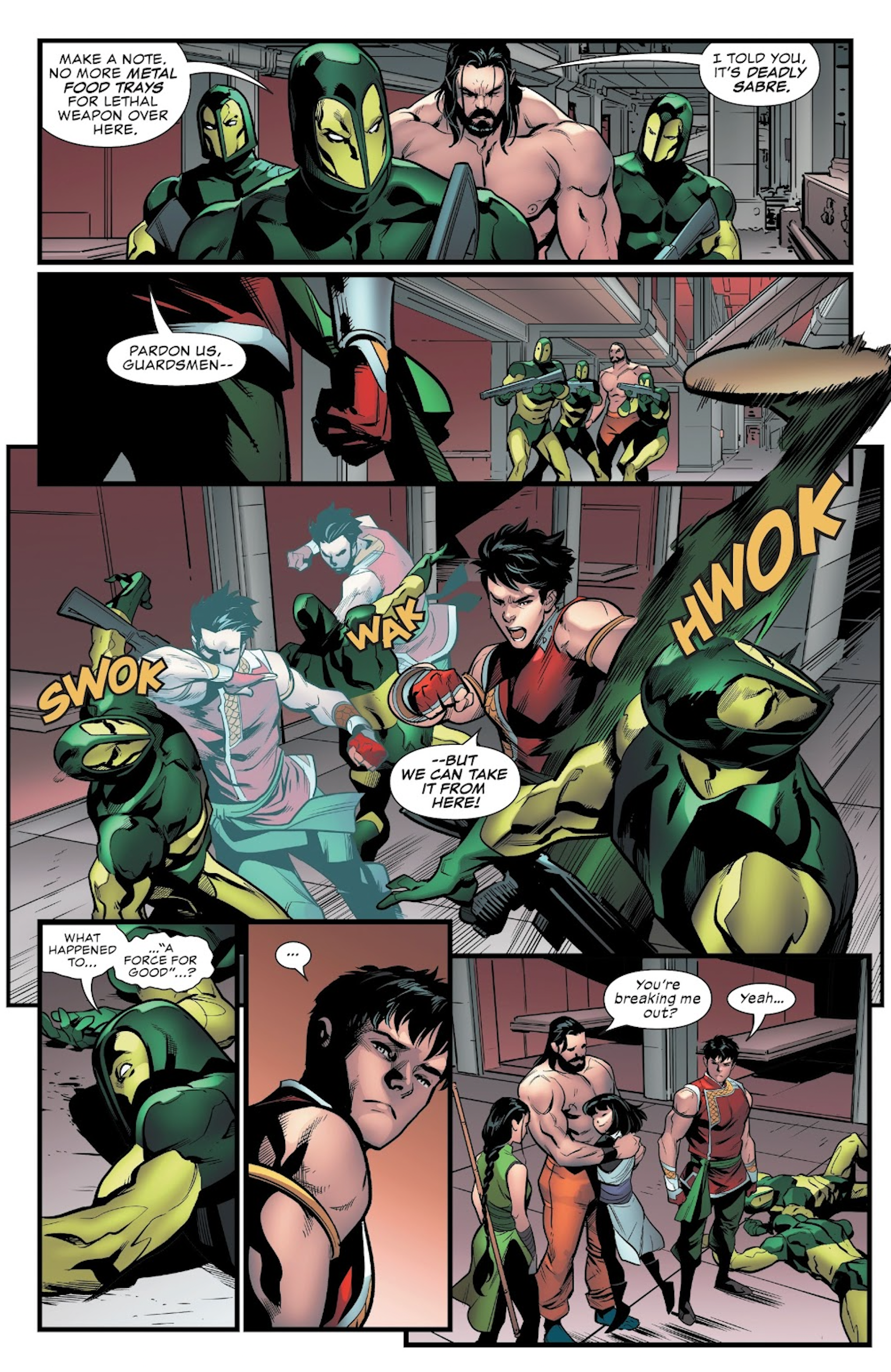 Shang-Chi attacks the guardsman