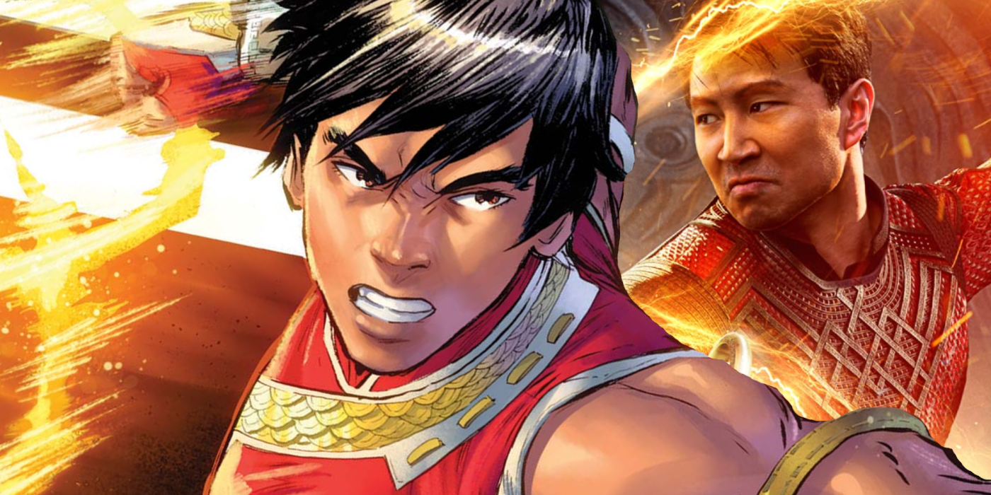 Split image of Shang-Chi in the comics and in the MCU