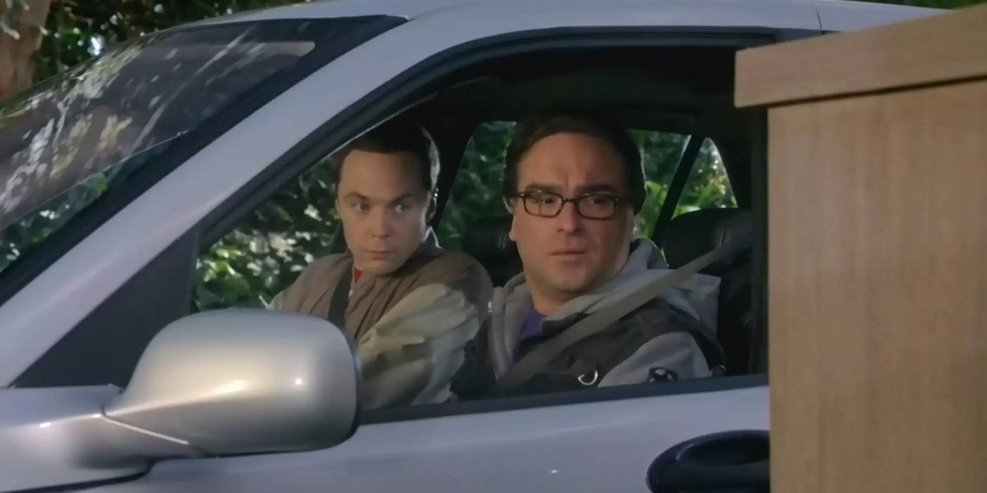 Sheldon and Leonard in the car at Skywalker Ranch on TBBT